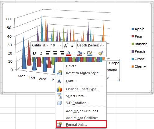 Hướng dẫn thay đổi trục độ rộng (trục z) của biểu đồ 3d trong Excel